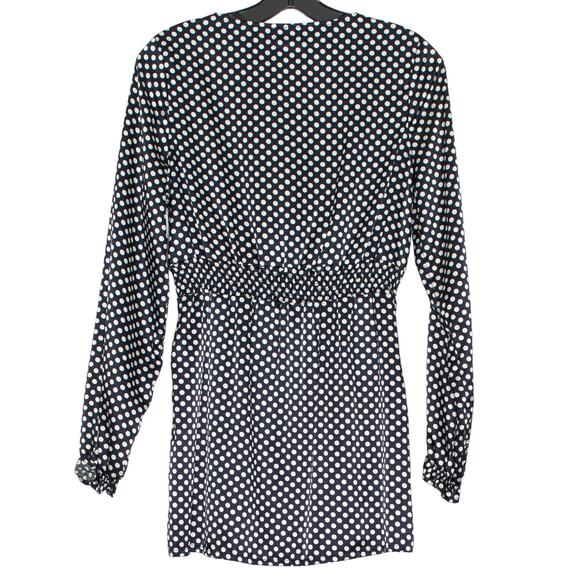 BCBGMaxazria Top Y2K Cottagecore Dark Academia Coquette Polka Dot Black Medium - Picture 2 of 7